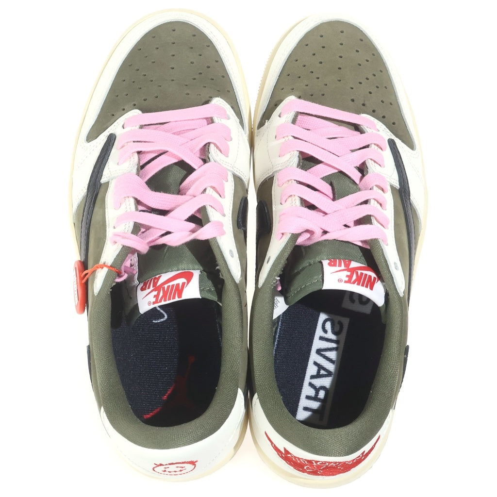 NIKE(ナイキ) ×TAVIS SCOTT AIR JORDAN1 LOW OG SP トラヴィス スコット エアジョーダン1 リバースオリーブ ローカットスニーカー ホワイト/カーキ US8/26cm DM7866-200