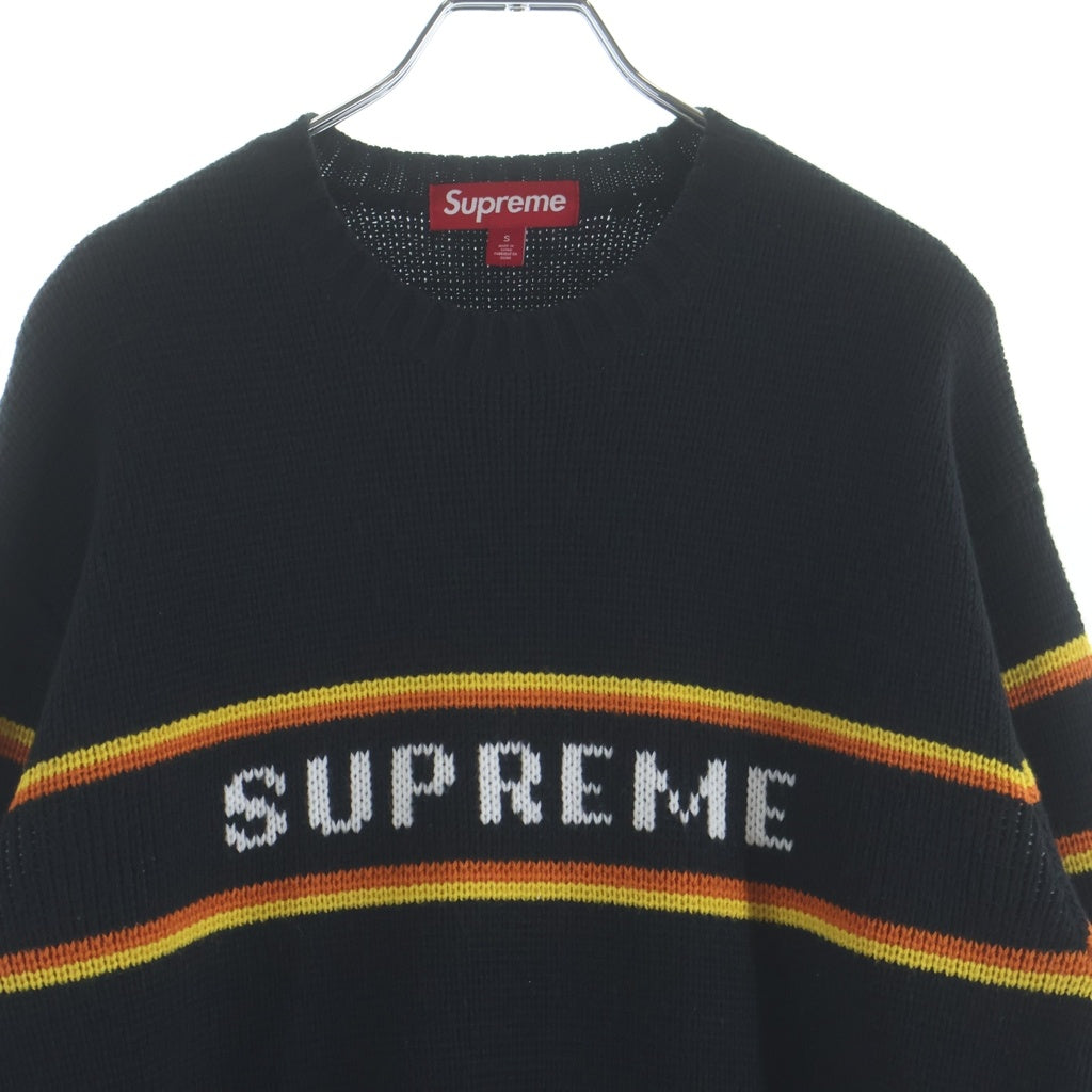 SUPREME(シュプリーム) 23AW CHEST STRIPE SWEATER チェストストライプセーター ボーダークルーネック長袖ニット ブラック