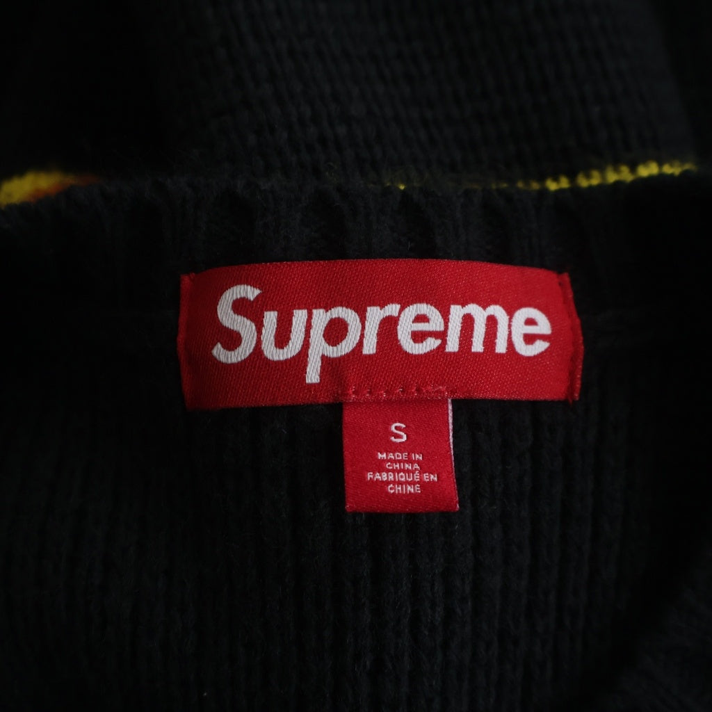 SUPREME(シュプリーム) 23AW CHEST STRIPE SWEATER チェストストライプセーター ボーダークルーネック長袖ニット ブラック