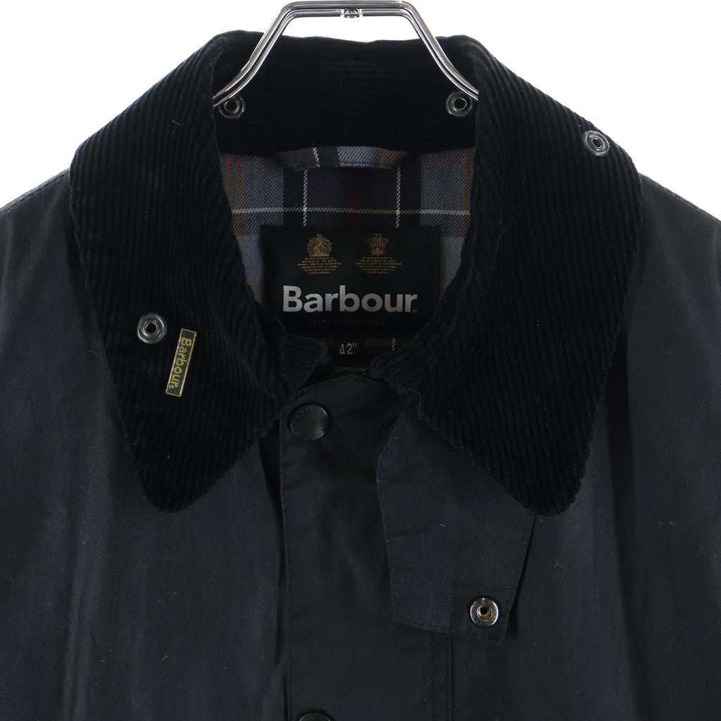 Barbour(バブアー) 22AW OS BORDER ボーダー 裏地チェック ワックスコーティング オイルドジャケット ブラック 222MWX2089