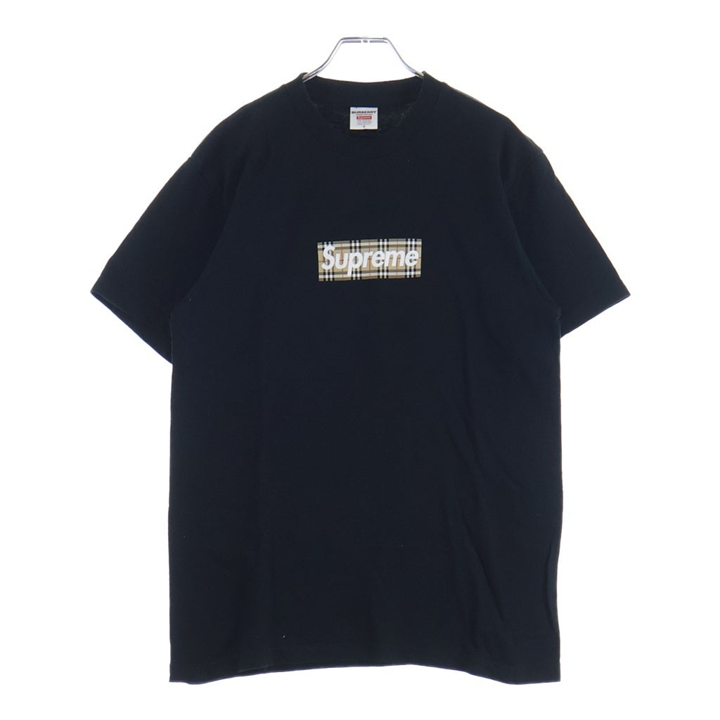 SUPREME(シュプリーム) 22SS ×BURBERRY Box Logo Tee バーバリー ノバチェック ボックスロゴ クルーネック半袖Tシャツ カットソー ブラック