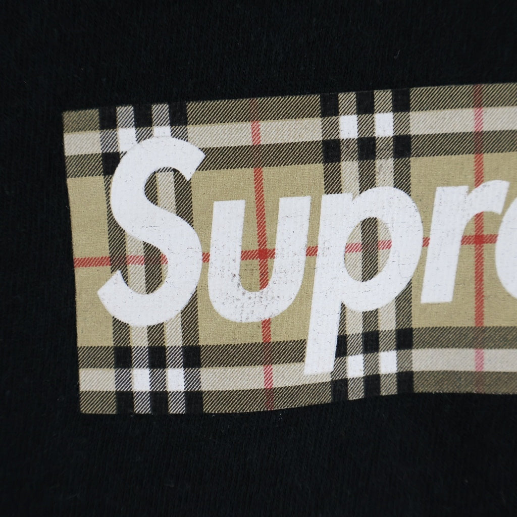 SUPREME(シュプリーム) 22SS ×BURBERRY Box Logo Tee バーバリー ノバチェック ボックスロゴ クルーネック半袖Tシャツ カットソー ブラック