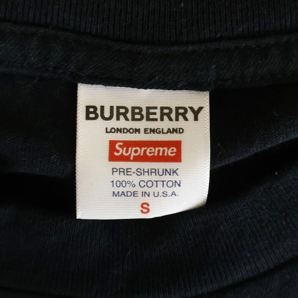 SUPREME(シュプリーム) 22SS ×BURBERRY Box Logo Tee バーバリー ノバチェック ボックスロゴ クルーネック半袖Tシャツ カットソー ブラック