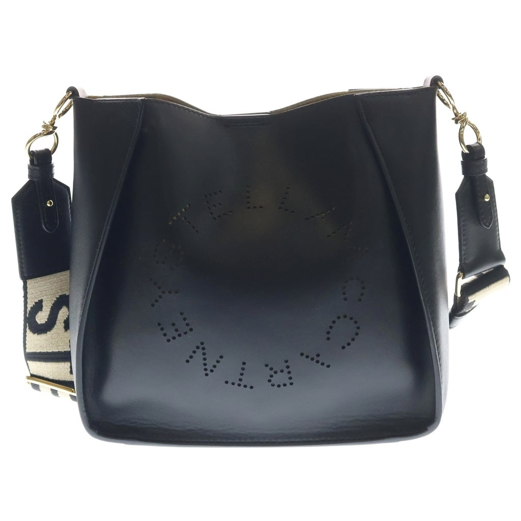 STELLA McCARTNEY(ステラマッカートニー) ロゴアジャスタブルベルト エコレザー ポシェット ショルダーバッグ ブラック 700073 W8542 レディース