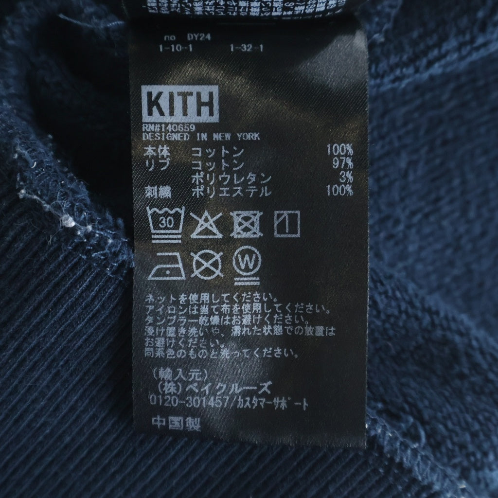 KITH(キス) 胸Kワッペンロゴ刺繍 クルーネックスウェットトレーナー ネイビー