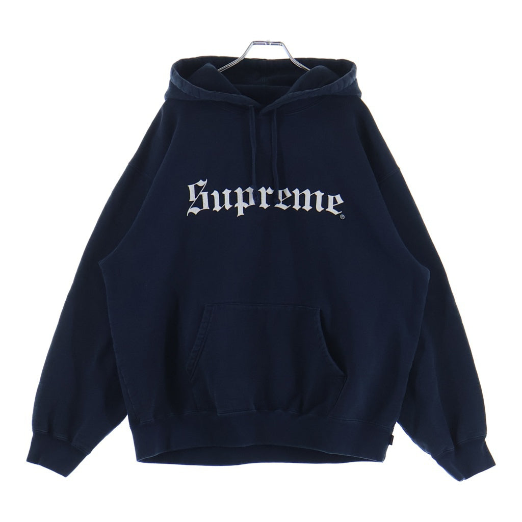 SUPREME(シュプリーム) 25AW Washed Old English Hooded Sweatshirt ウォッシュド加工 オールドイングリッシュロゴ プルオーバースウェットパーカー ネイビー