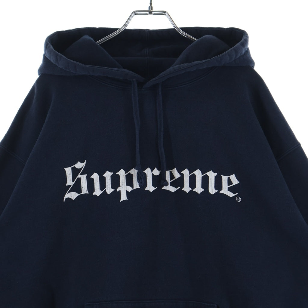 SUPREME(シュプリーム) 25AW Washed Old English Hooded Sweatshirt ウォッシュド加工 オールドイングリッシュロゴ プルオーバースウェットパーカー ネイビー