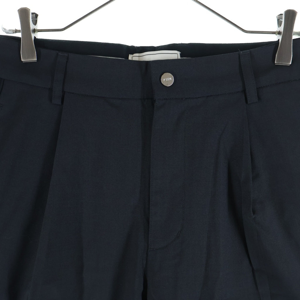 KITH(キス) サイドナイロン切替 1タック ストレートスラックスパンツ グレー 25-030-060-0032-3-0