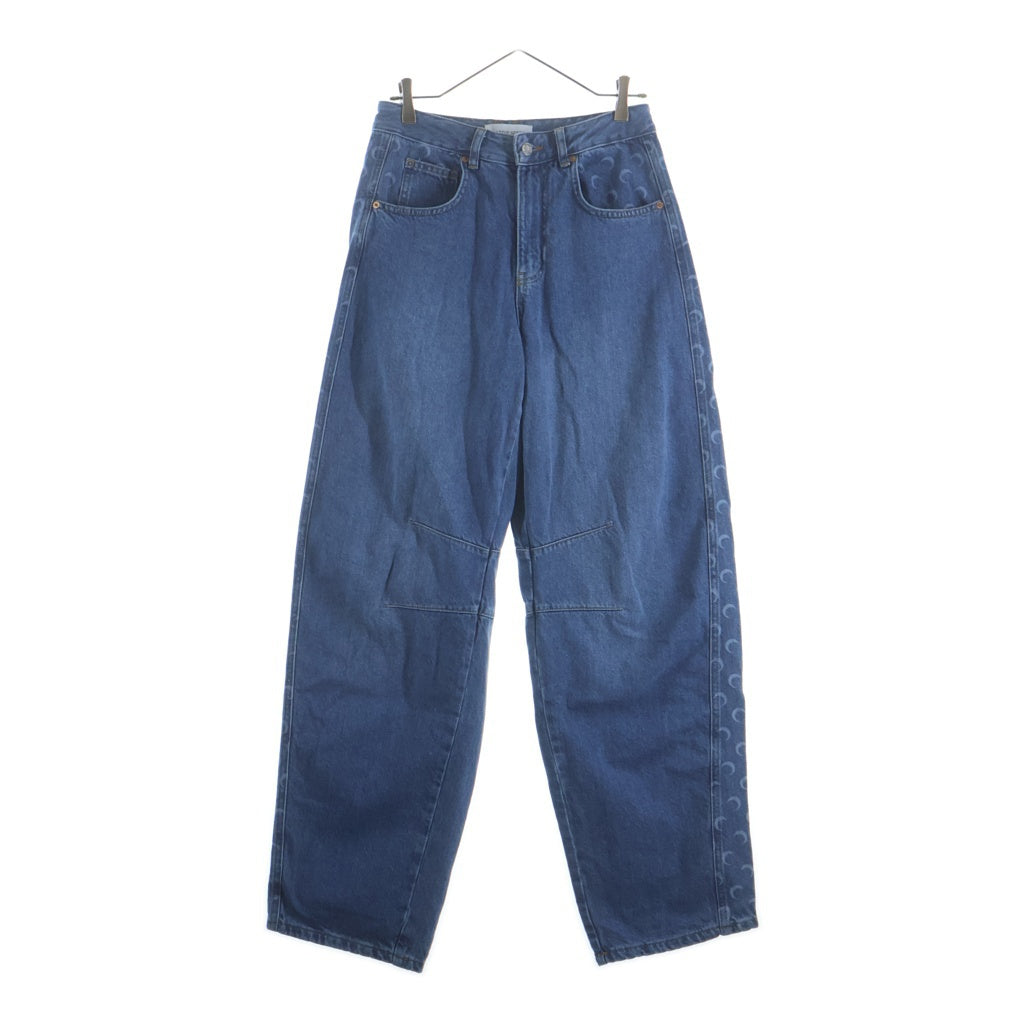 MARINE SERRE(マリーン セル) MOON PRINT WIDE LEG JEANS ムーンプリントワイドレッグジーンズ レディース バギーデニム ワイドパンツ ブルー