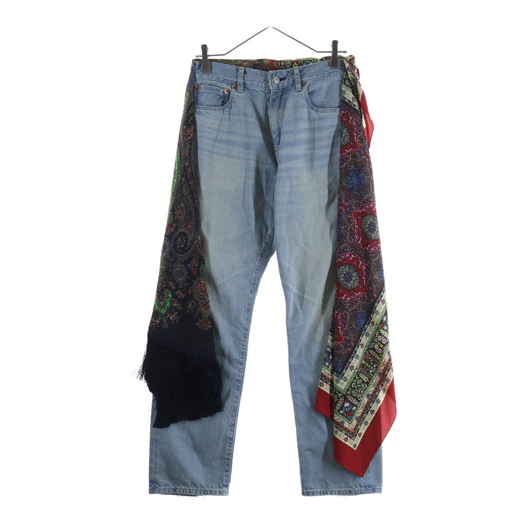 COMME des GARCONS JUNYA WATANABE MAN(コムデギャルソンジュンヤワタナベマン) 26SS ×LEVIS Wネームスカーフ付 ストレートデニムパンツ ブルー JQーP201 レディース