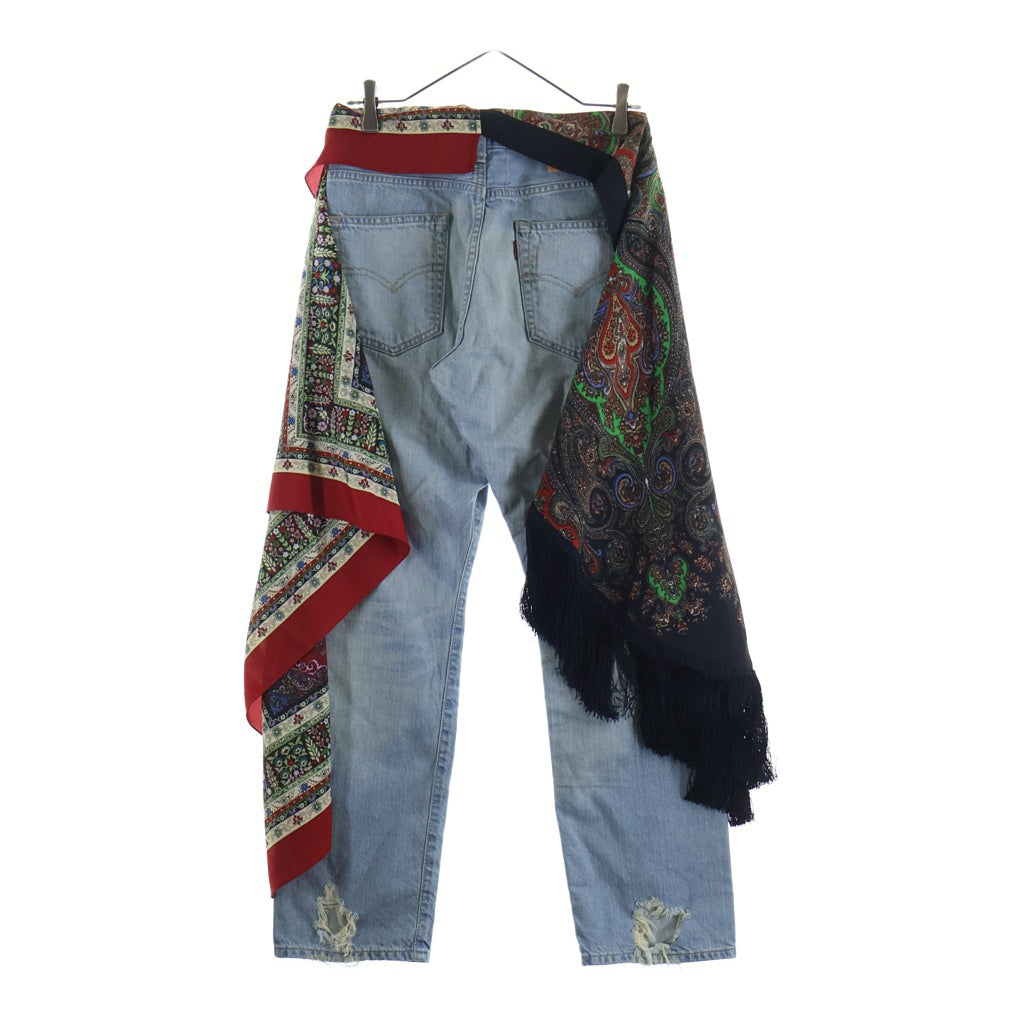 COMME des GARCONS JUNYA WATANABE MAN(コムデギャルソンジュンヤワタナベマン) 26SS ×LEVIS Wネームスカーフ付 ストレートデニムパンツ ブルー JQーP201 レディース