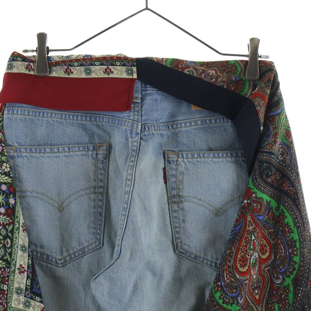COMME des GARCONS JUNYA WATANABE MAN(コムデギャルソンジュンヤワタナベマン) 26SS ×LEVIS Wネームスカーフ付 ストレートデニムパンツ ブルー JQーP201 レディース