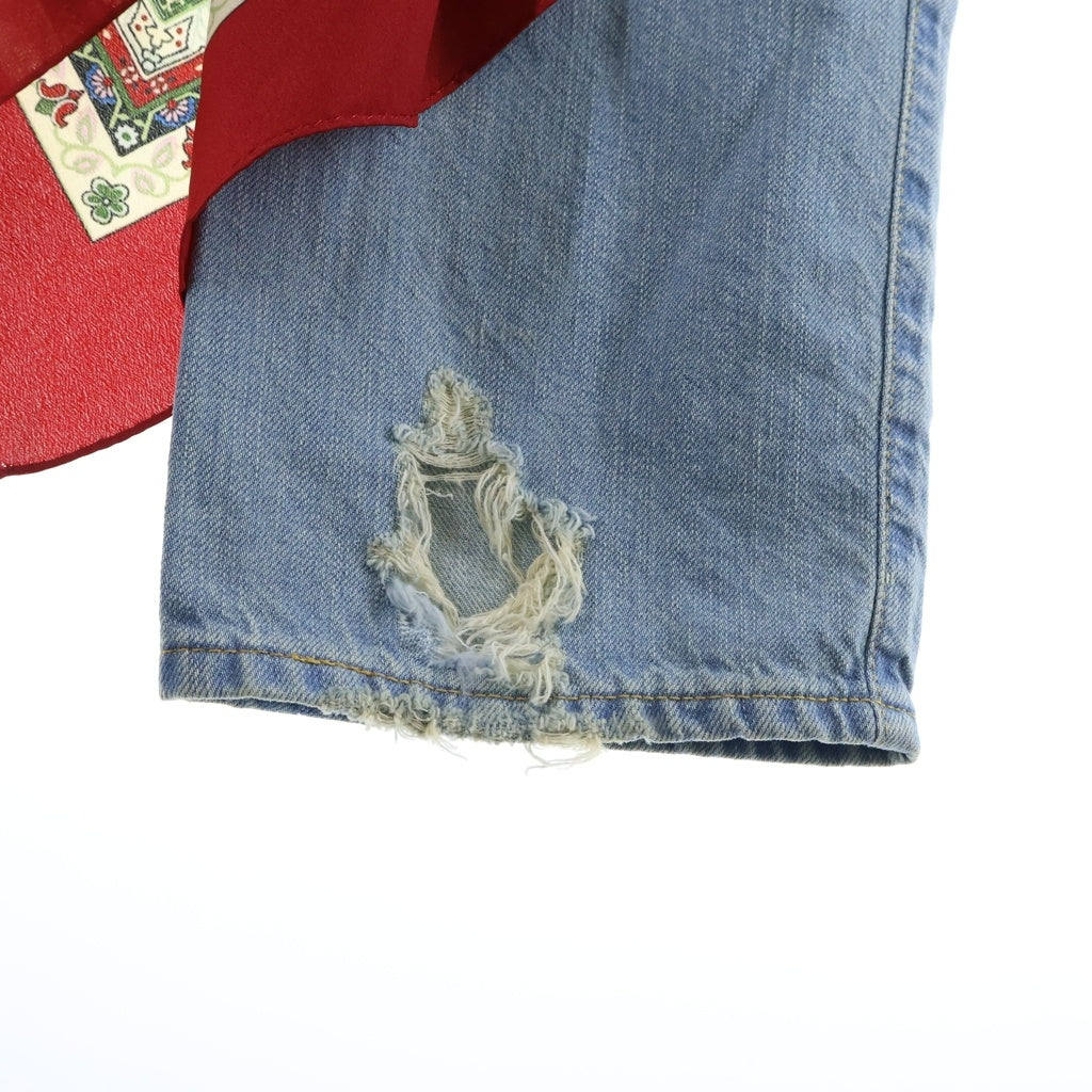 COMME des GARCONS JUNYA WATANABE MAN(コムデギャルソンジュンヤワタナベマン) 26SS ×LEVIS Wネームスカーフ付 ストレートデニムパンツ ブルー JQーP201 レディース