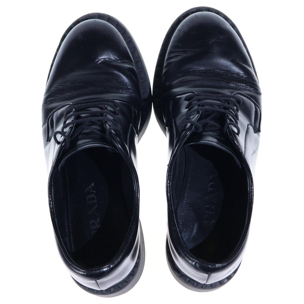 PRADA(プラダ) レースアップ プレーントゥ ローカットブラッシュドレザーシューズ レディース ブラック DNC713