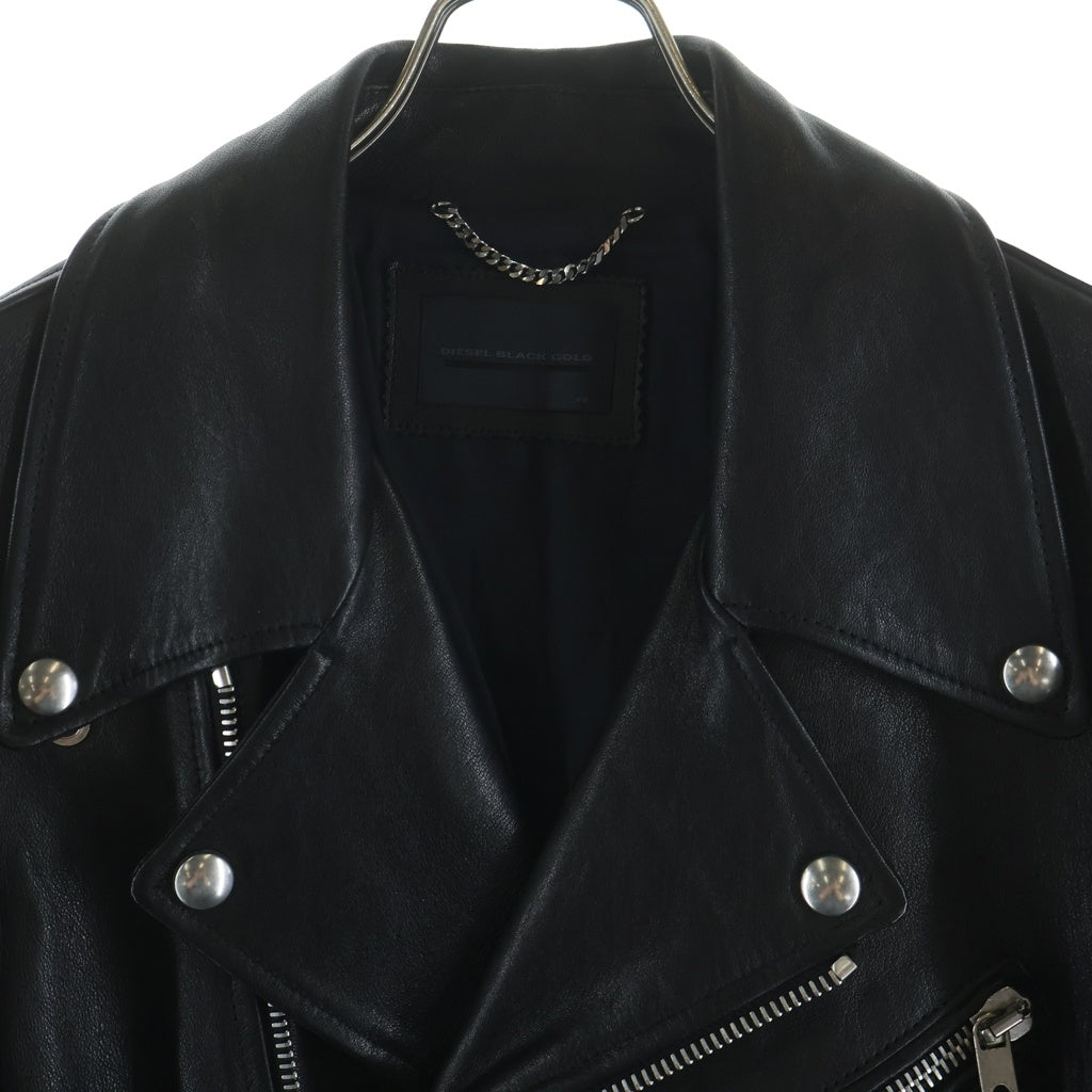 DIESEL BLACK GOLD(ディーゼルブラックゴールド) イタリア製 シープスキン レザー ダブルライダースジャケット ブラック