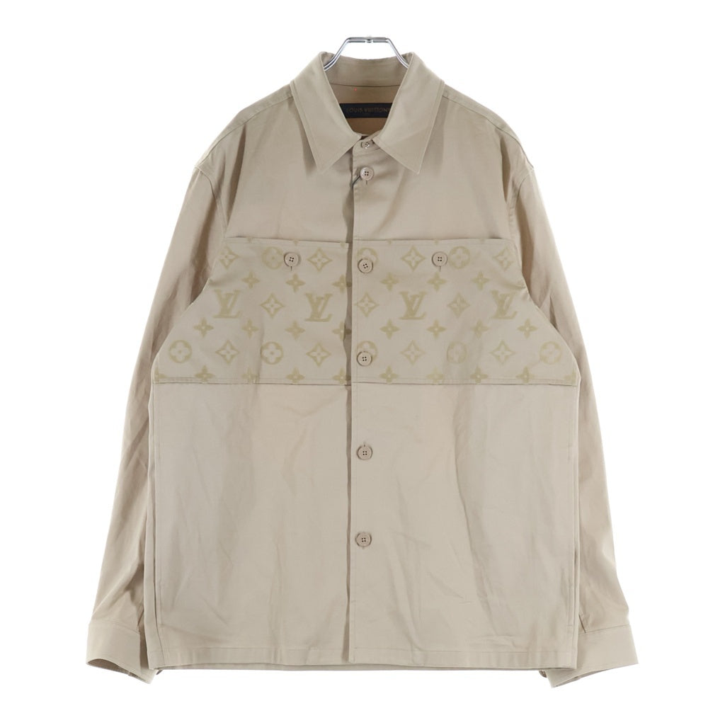 LOUIS VUITTON(ルイヴィトン) 24SS フロックモノグラム カジュアルコットン オーバーシャツジャケット ベージュ RM241MQ FUG HQB45W
