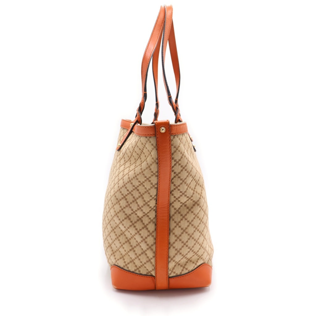 GUCCI(グッチ) ディアマンテ レザーハンドル キャンバストートバッグ ベージュ 269878 レディース