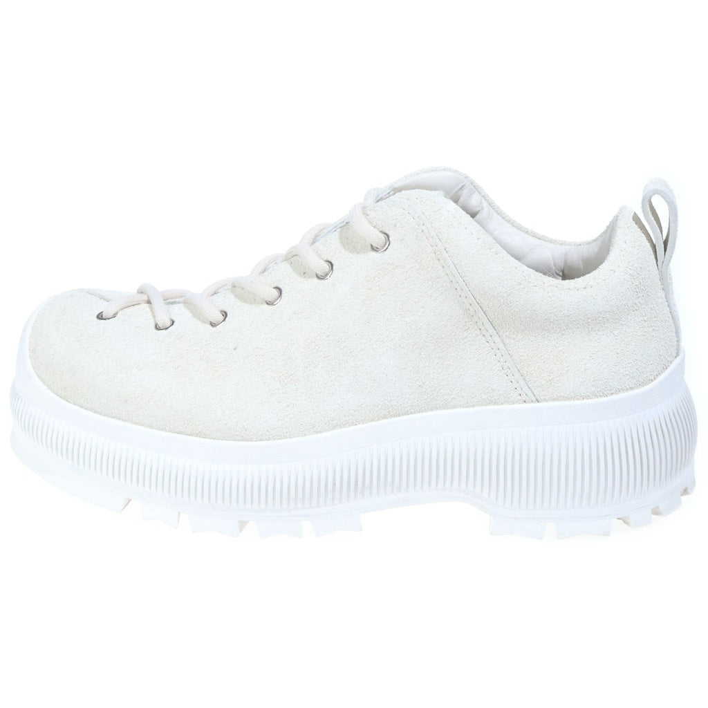JIL SANDER +(ジルサンダープラス) レースアップカーフスエードスニーカー 厚底シューズ ホワイト J50WS0015