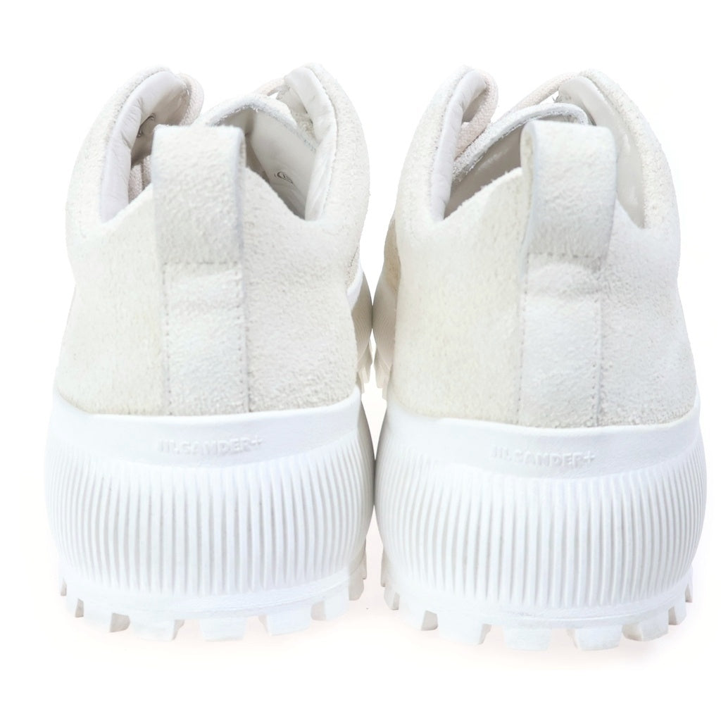 JIL SANDER +(ジルサンダープラス) レースアップカーフスエードスニーカー 厚底シューズ ホワイト J50WS0015