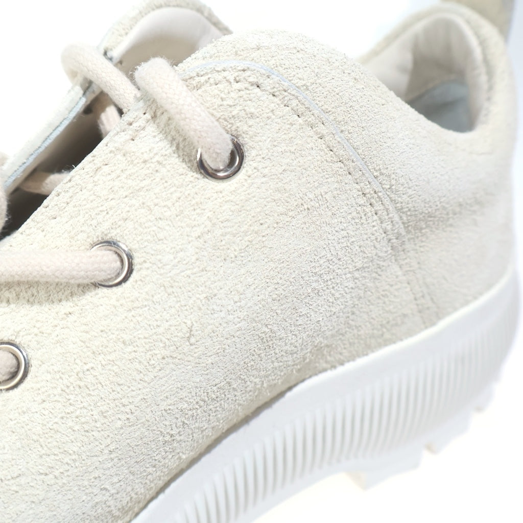 JIL SANDER +(ジルサンダープラス) レースアップカーフスエードスニーカー 厚底シューズ ホワイト J50WS0015