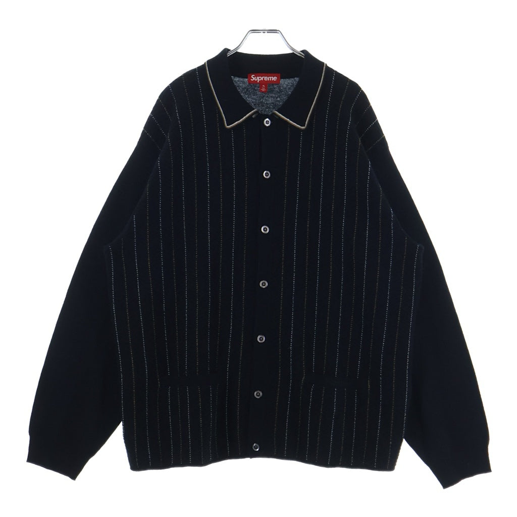 SUPREME(シュプリーム) 25SS Herringbone Cardigan ヘリンボーン ストライプ ウール ニットカーディガン ブラック