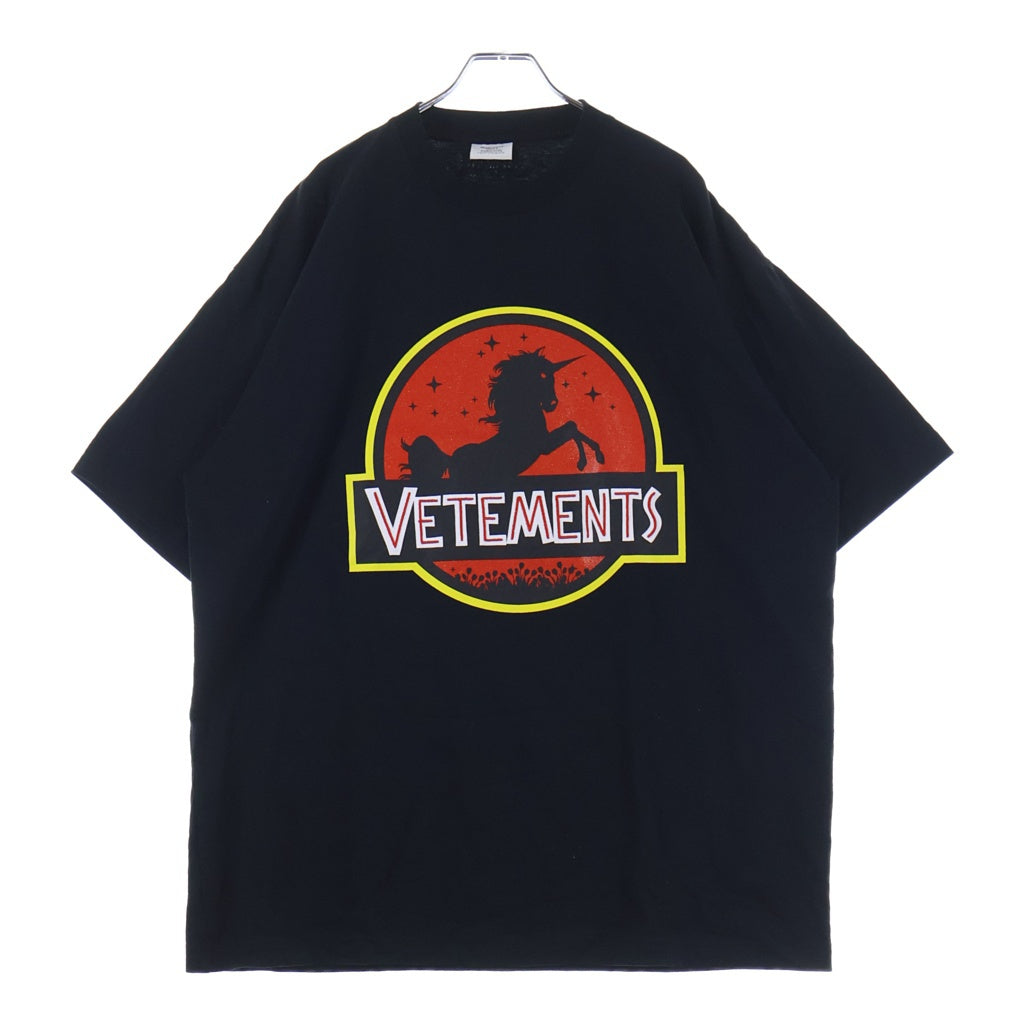 VETEMENTS(ヴェトモン) 21AW ワイルドユニコーン ジュラシックプリントTシャツ 半袖クルーネックカットソー ブラック UA52TR320B