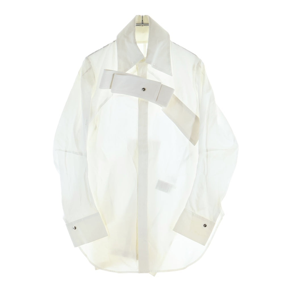 Yohji Yamamoto FEMME(ヨウジヤマモトファム) 06SS ASYMMETRIC FLAP TIE STUDDED SHIRT アシンメトリー フラップタイ スタッド 長袖シャツ レディース ホワイト FR-B22-001
