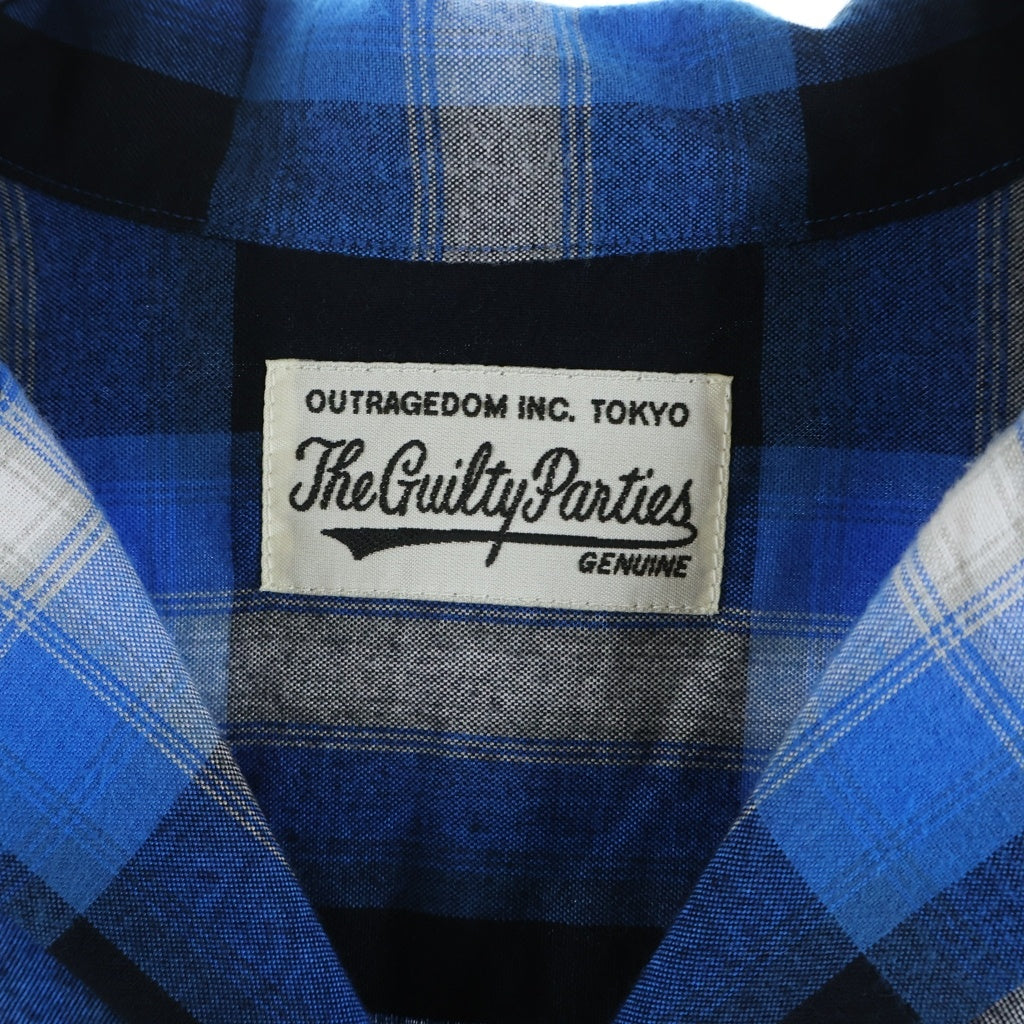 WACKO MARIA(ワコマリア) 24AW OMBRE CHECK OPEN COLLAR SHIRT L/S オンブレ チェック レーヨン 長袖 オープンカラーシャツ ブルー