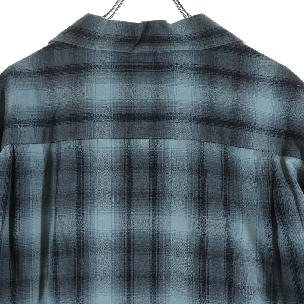 WACKO MARIA(ワコマリア) 24AW OMBRE CHECK OPEN COLLAR SHIRT L/S オンブレ チェック レーヨン 長袖 オープンカラーシャツ ブルー