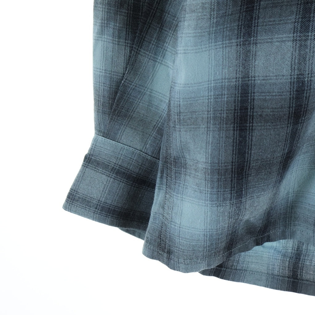 WACKO MARIA(ワコマリア) 24AW OMBRE CHECK OPEN COLLAR SHIRT L/S オンブレ チェック レーヨン 長袖 オープンカラーシャツ ブルー
