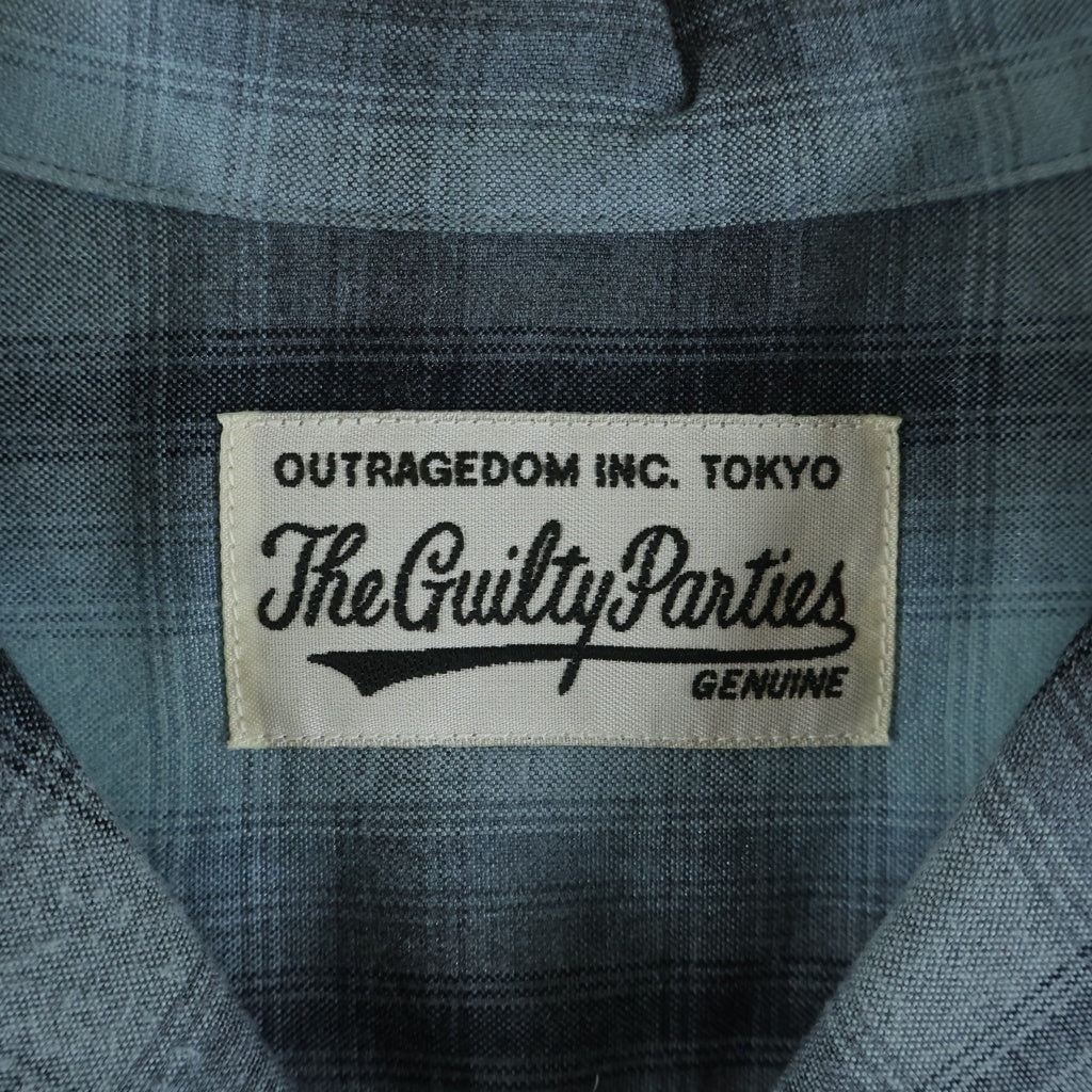 WACKO MARIA(ワコマリア) 24AW OMBRE CHECK OPEN COLLAR SHIRT L/S オンブレ チェック レーヨン 長袖 オープンカラーシャツ ブルー