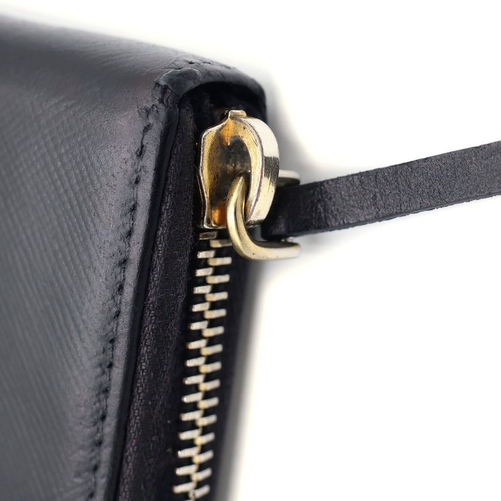PRADA(プラダ) ロゴプレート ラウンドジップ レザー コインケース ブラック 1MM268 レディース