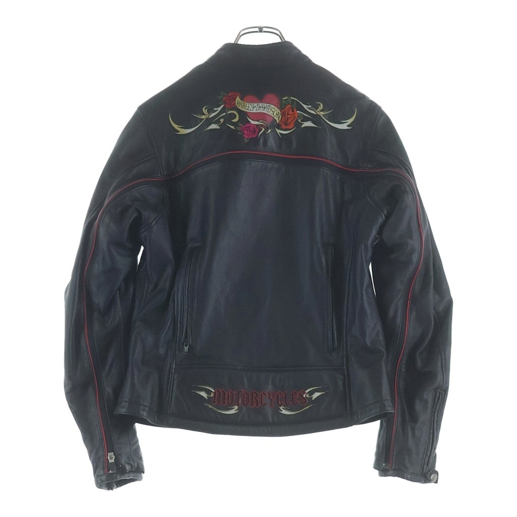 HARLEY DAVIDSON(ハーレーダビッドソン) ローズエンブロイダリー 2Way レザーバイカージャケット ブラック レディース 97061-08VM