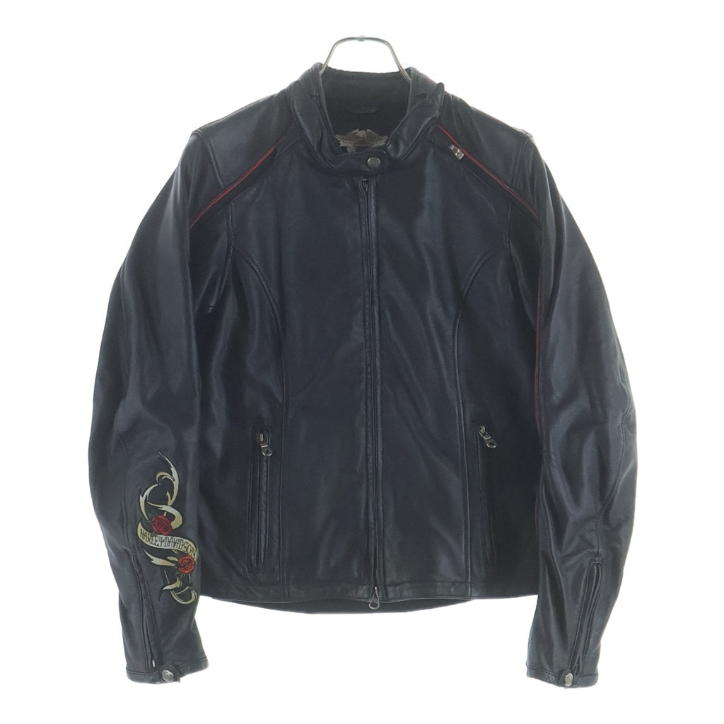 HARLEY DAVIDSON(ハーレーダビッドソン) ローズエンブロイダリー 2Way レザーバイカージャケット ブラック レディース 97061-08VM