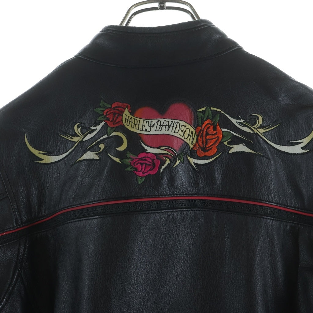 HARLEY DAVIDSON(ハーレーダビッドソン) ローズエンブロイダリー 2Way レザーバイカージャケット ブラック レディース 97061-08VM