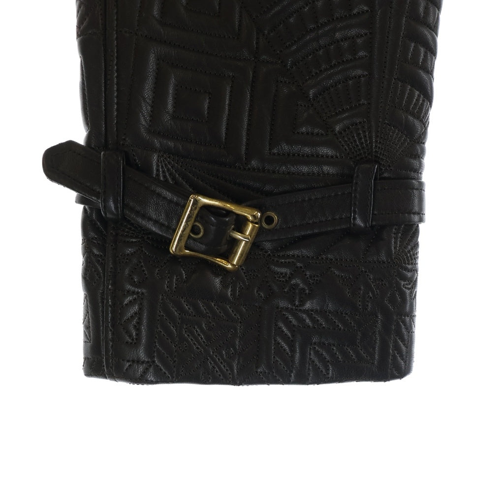 GIANNI VERSACE(ジャンニ ヴェルサーチ) 90S イタリア製 アーカイブ ダブル キルティング レザーコート ブラウン