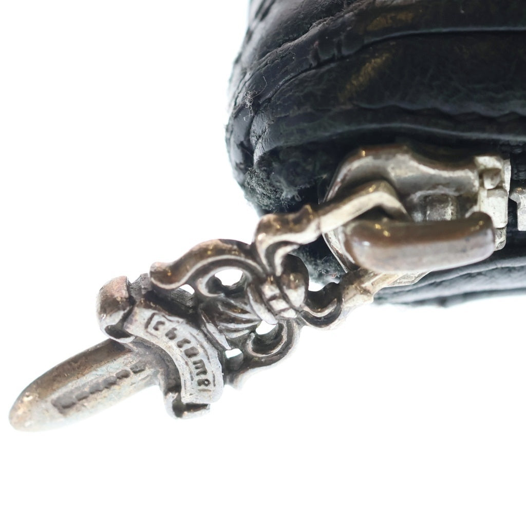 CHROME HEARTS(クロムハーツ) REC F ZIP QUILTED セメタリークロスキルティング レザー財布 ブラック