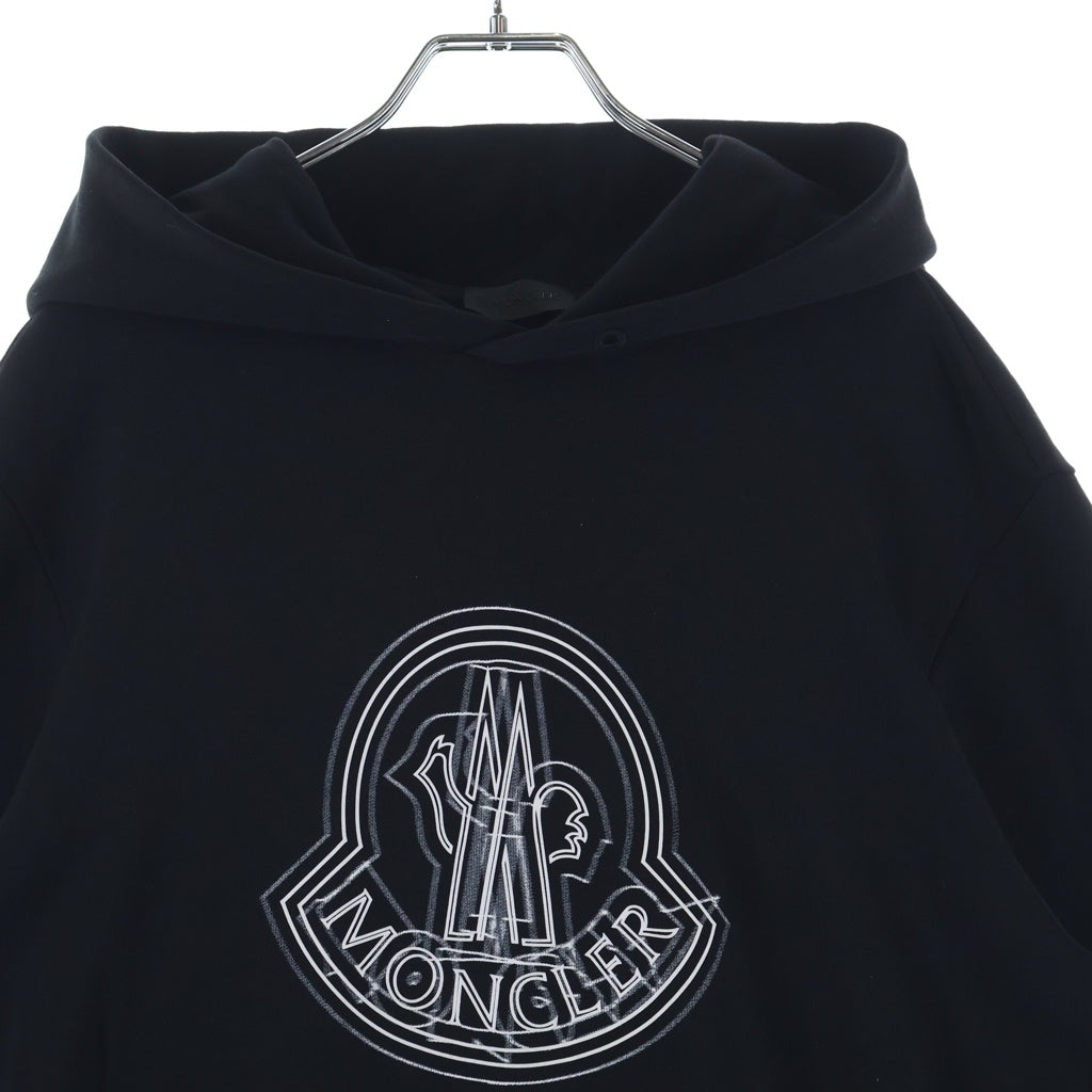 MONCLER(モンクレール) 24SS LOGO MOTIF HOODIE ロゴプリント プルオーバーパーカー フーディー ブラック J10918G00038