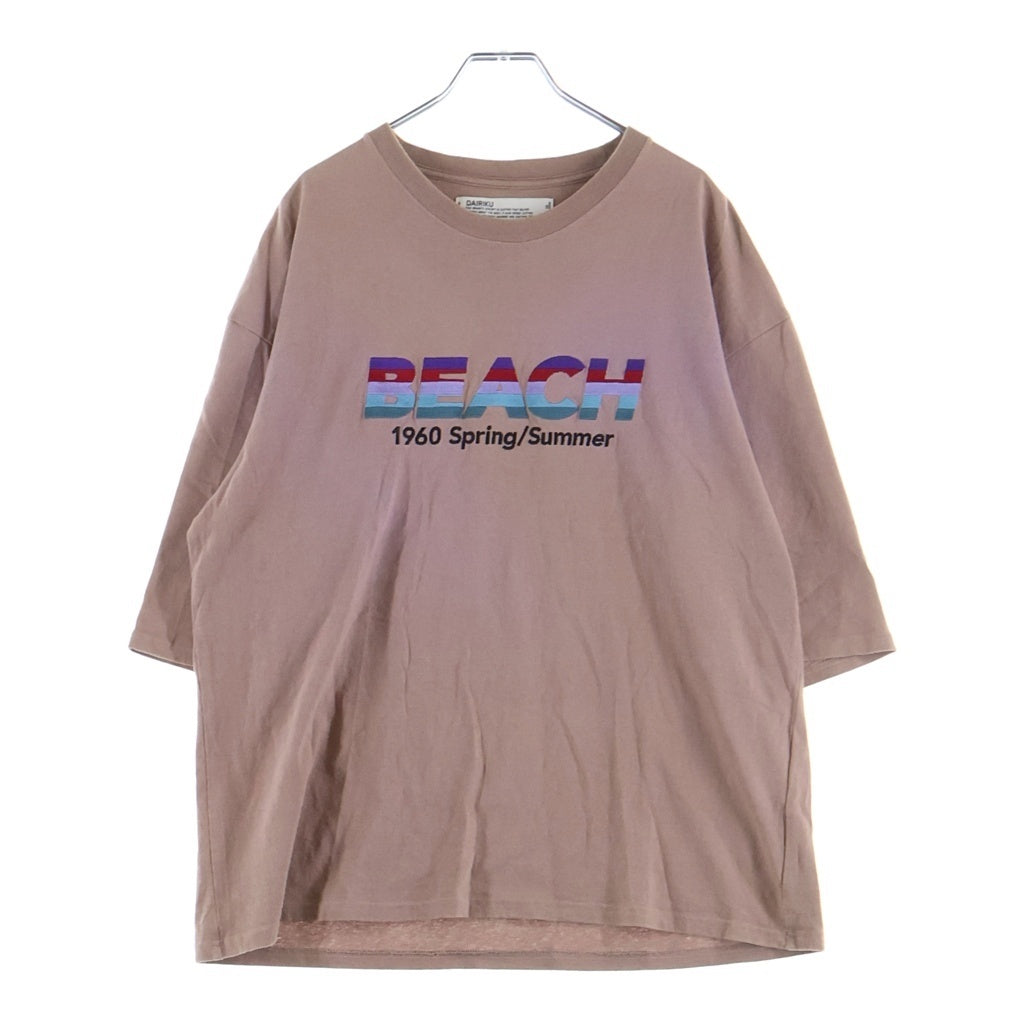 DAIRIKU(ダイリク) 20SS BEACH Half-Sleeve Tee ビーチエンブロイダリー クルーネック半袖Tシャツ カットソー ピンク 20SS C-2