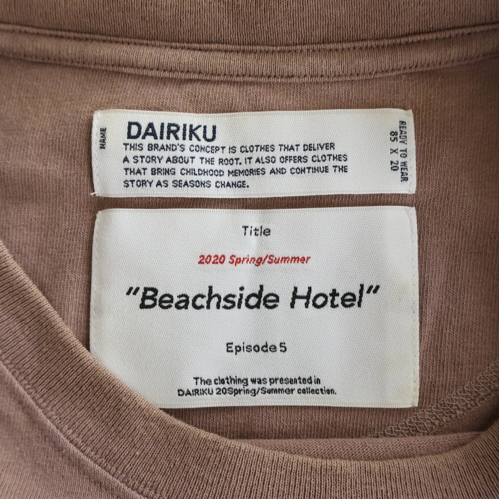 DAIRIKU(ダイリク) 20SS BEACH Half-Sleeve Tee ビーチエンブロイダリー クルーネック半袖Tシャツ カットソー ピンク 20SS C-2