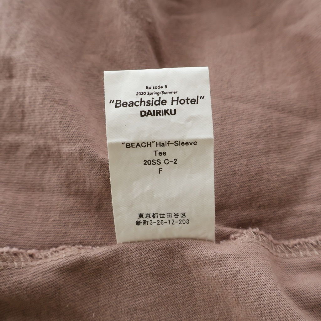 DAIRIKU(ダイリク) 20SS BEACH Half-Sleeve Tee ビーチエンブロイダリー クルーネック半袖Tシャツ カットソー ピンク 20SS C-2