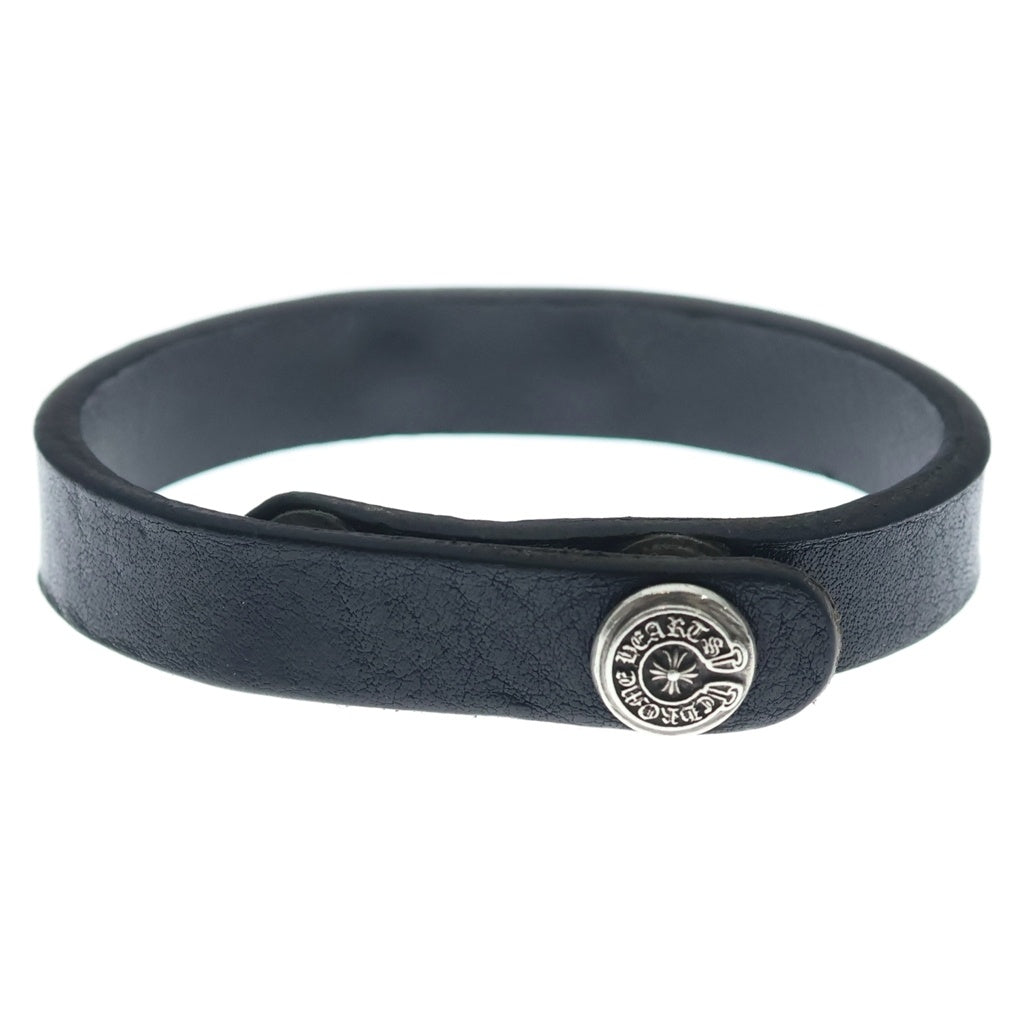 CHROME HEARTS(クロムハーツ) BRCLT CUFF PLATE ダガープレート レザーカフ ブレスレット シルバー/ブラック