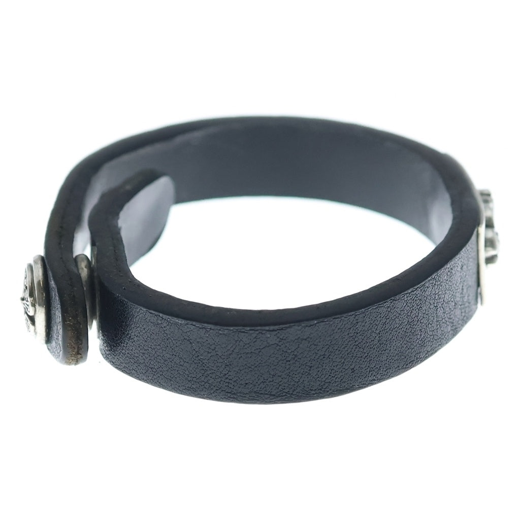 CHROME HEARTS(クロムハーツ) BRCLT CUFF PLATE ダガープレート レザーカフ ブレスレット シルバー/ブラック