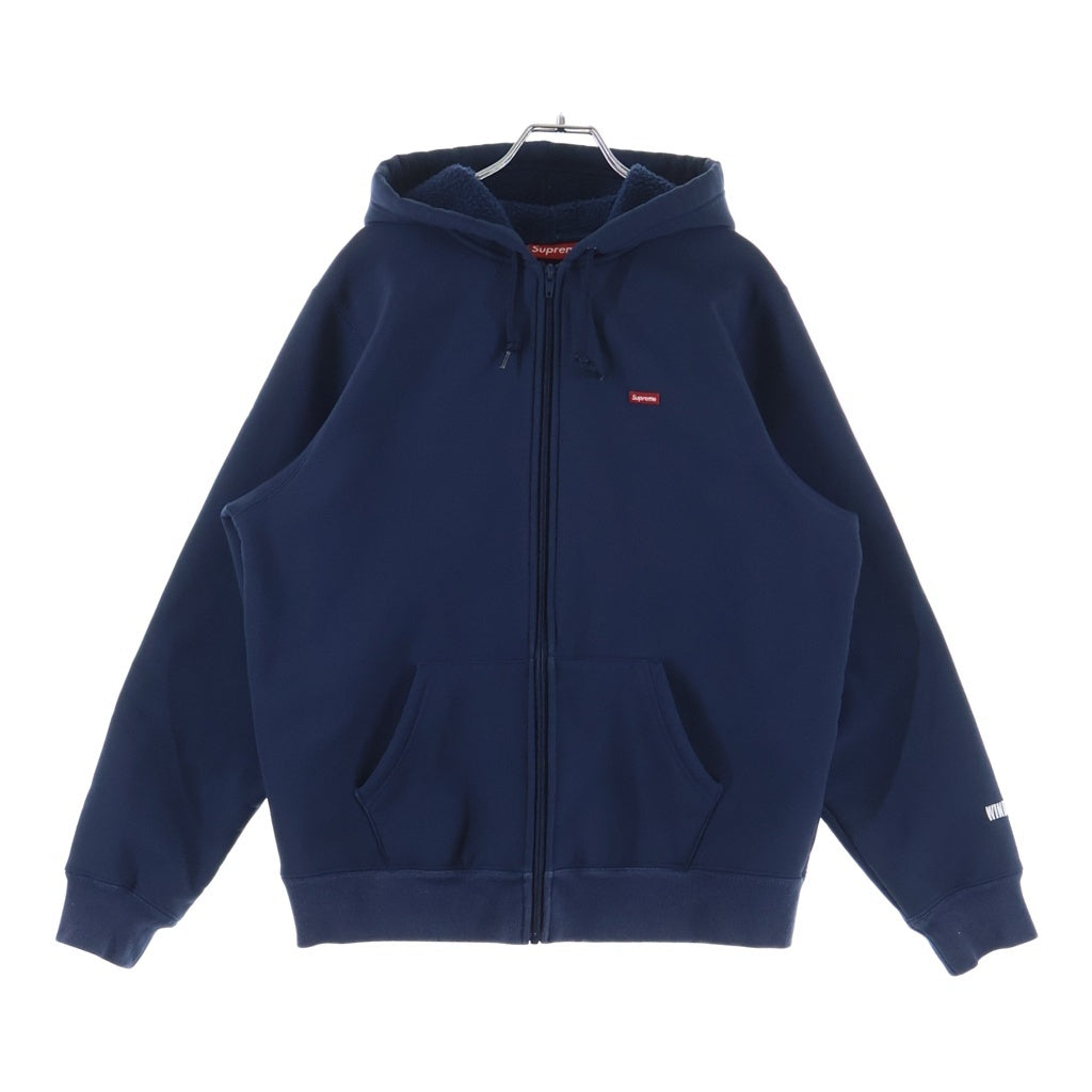SUPREME(シュプリーム) 18AW Windstopper Zip up Hooded Sweatshirt スモールボックスロゴ ウィンドストッパー ジップアップ フーデッド スウェットパーカー ネイビー