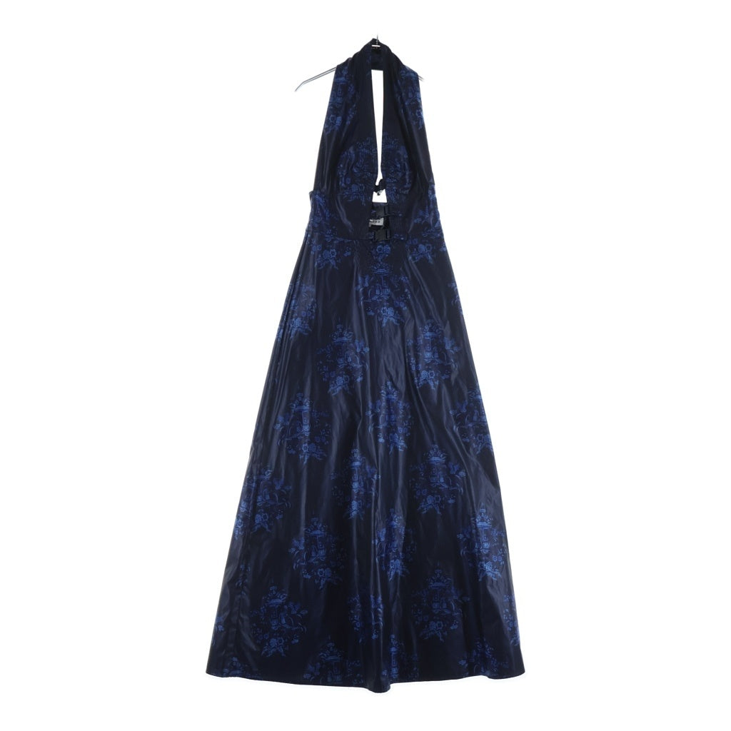 Maison Margiela(メゾンマルジェラ) 19SS ポリエステル シノワズリ柄 3連バックルドレス ワンピース ネイビー レディース S51CU0012