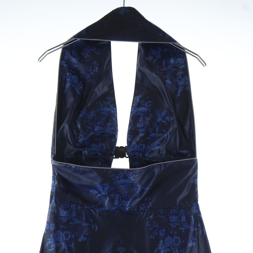 Maison Margiela(メゾンマルジェラ) 19SS ポリエステル シノワズリ柄 3連バックルドレス ワンピース ネイビー レディース S51CU0012