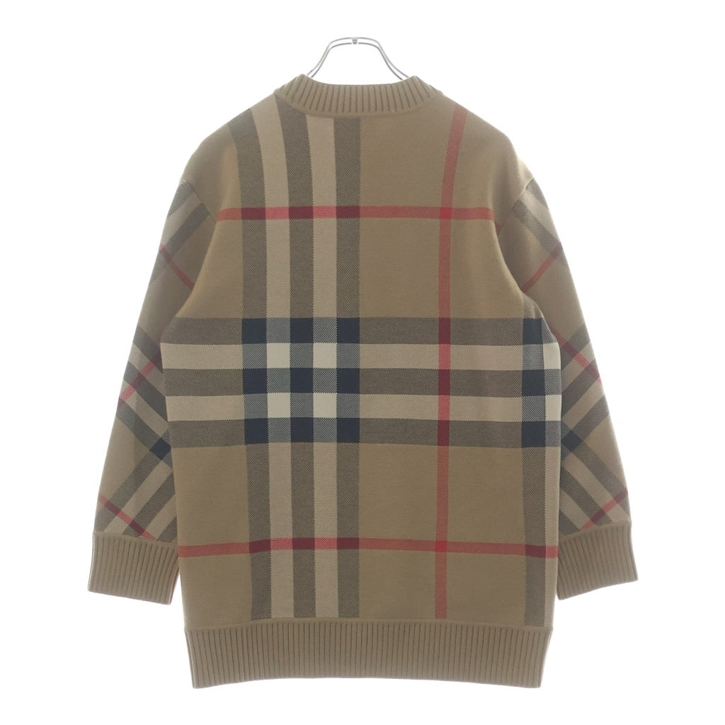 BURBERRY(バーバリー) CHECK TECHNICAL WOOL JACQUARD SWEATER ノバチェック テクニカルウールジャガード クルーネックニット セーター ブラウン 8039152