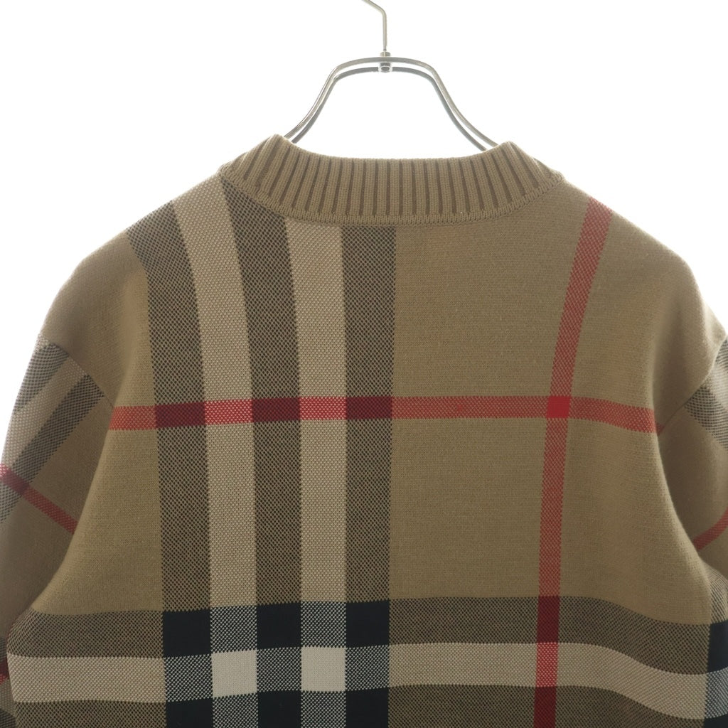 BURBERRY(バーバリー) CHECK TECHNICAL WOOL JACQUARD SWEATER ノバチェック テクニカルウールジャガード クルーネックニット セーター ブラウン 8039152
