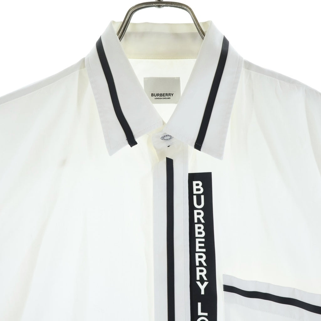 BURBERRY(バーバリー) RUBBER LOGO SHIRT ラバーロゴ ラインデザイン コットン 長袖シャツ ホワイト 8029258