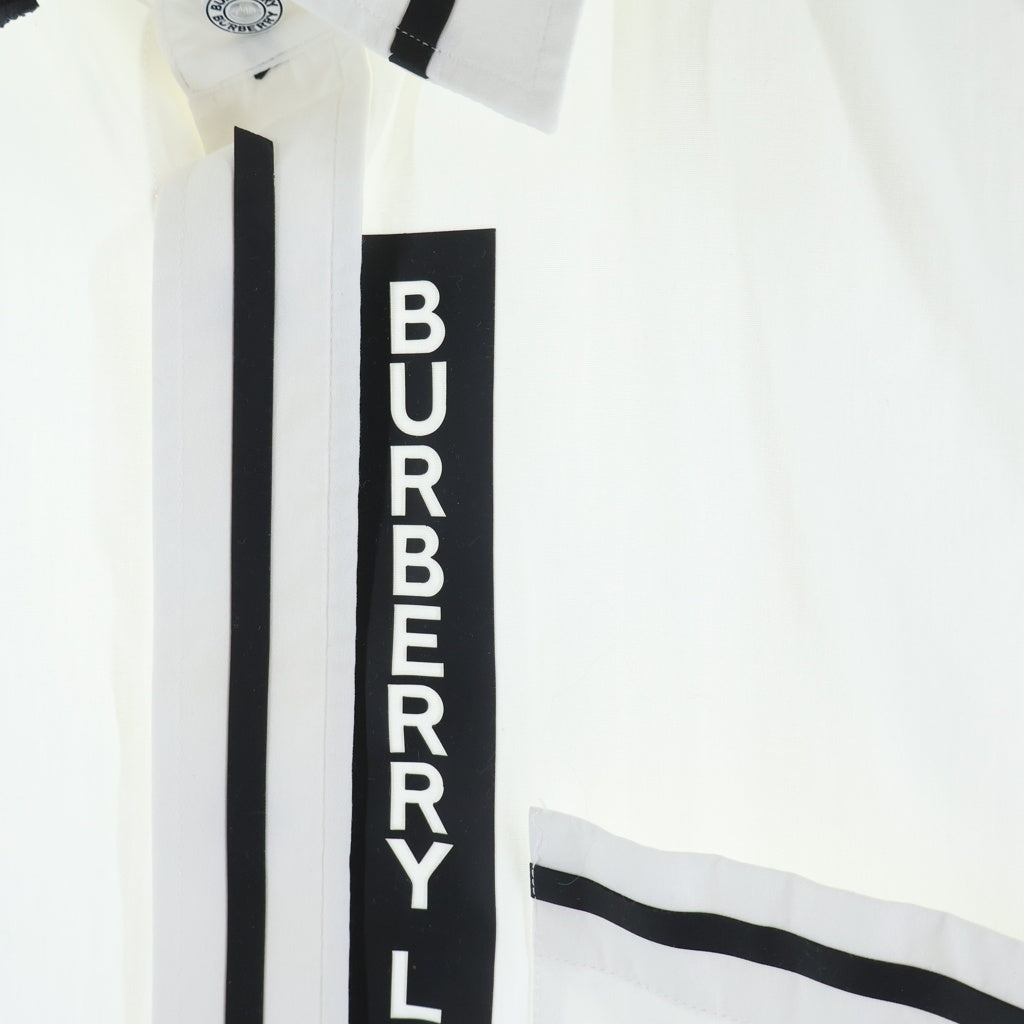 BURBERRY(バーバリー) RUBBER LOGO SHIRT ラバーロゴ ラインデザイン コットン 長袖シャツ ホワイト 8029258